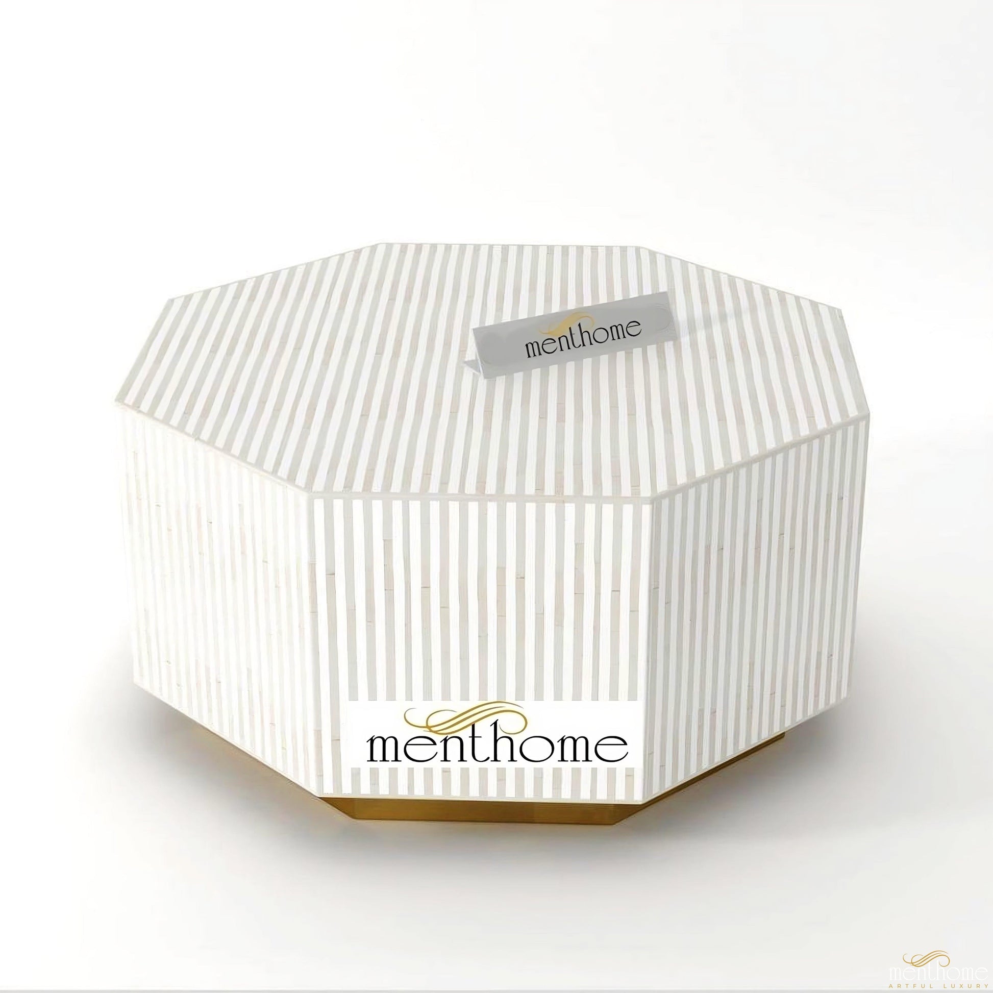 Bone Inlay Hexagonal Stripe Coffee Table | Luxury Handmade Coffee Table