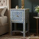 Blue and White Floral Patterned Nightstand with Drawer | Luxury Handmade Bedside Table