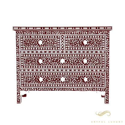4 Drawer Dresser Mother of Pearl Inlay | Luxury Handmade Dresser
