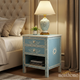 Hand-Painted Blue Wooden Bedside Table with Two Drawers | Luxury Handmade Bedside Table