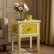 Yellow Hand-Painted Wooden Side Table with Drawer | Luxury Handmade Bedside Table