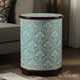 Elegant Blue and White Floral Drum Table | Luxury Handmade Side Table