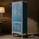 Blue Hand-Painted Wooden Storage Cabinet | Luxury Handmade Tallboy