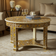 Handcrafted Floral Inlay Round Coffee Table | Luxury Handmade Coffee Table