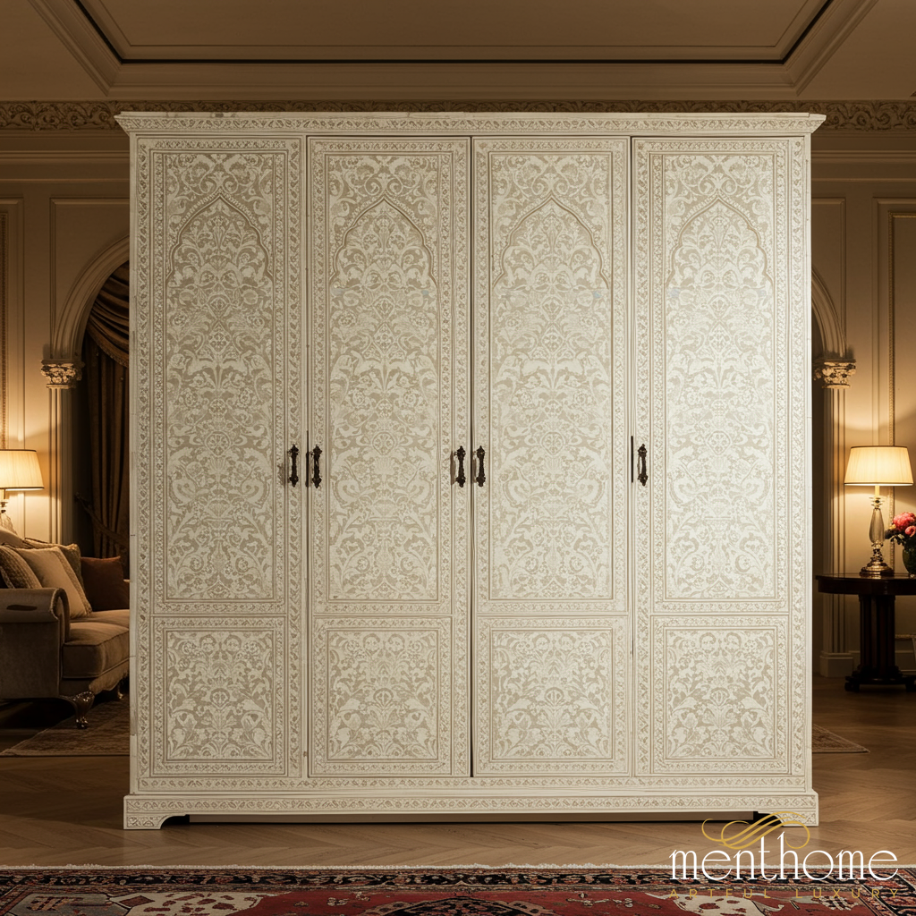 Vintage Ornate Four-Door Wardrobe | Luxury Handmade Wardrobe