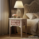 Elegant Vintage Floral Wooden Nightstand | Luxury Handmade Bedside Table
