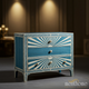 Handcrafted Blue Sunburst Pattern Wooden Chest of Drawers | Luxury Handmade Chest of Drawer