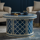 Round Blue Patterned Coffee Table | Luxury Handmade Coffee Table