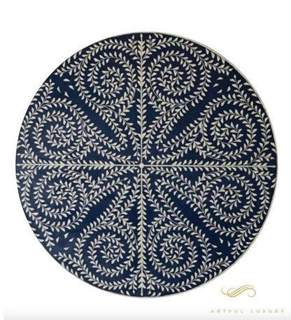 Leaf Pattern Coffee Table Bone Inlay With Base Golden Finish | Luxury Handmade Coffee Table