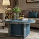 Handcrafted Blue Mosaic Round Coffee Table | Luxury Handmade Coffee Table
