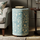 Elegant Floral Ceramic Stool | Luxury Handmade Side Table