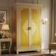 Hand-Painted Golden Ornate Wooden Wardrobe | Luxury Handmade Wardrobe