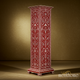Handcrafted Red Floral Tall Wooden Cabinet | Luxury Handmade Tallboy