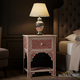 Handcrafted Red and White Inlay Bedside Table | Luxury Handmade Bedside Table