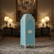 Hand-Painted Blue Floral Wooden Cabinet | Luxury Handmade Tallboy