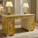 Elegant Yellow Hexagonal Pattern Desk with Glass Lamps | Luxury Handmade Desk