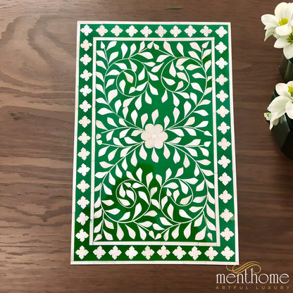 Resin Green  Floral Pattern One Drawer Bedside Table | Luxury Handmade Bedside Table