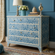 Blue and White Floral Patterned Chest of Drawers | Luxury Handmade Dresser