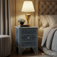 Intricately Designed Blue and White Nightstand | Luxury Handmade Bedside Table