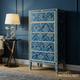 Hand-Painted Blue Floral Pattern Chest of Drawers | Luxury Handmade Tallboy