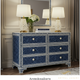 Blue and White Bone Inlay Six-Drawer Dresser | Luxury Handmade Dresser
