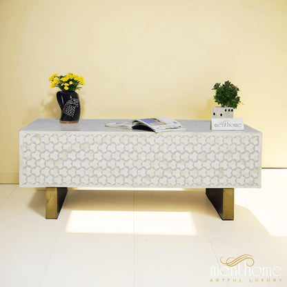 Tarqua Pattern Coffee Table with Brass Coated Legs | Luxury Handmade Coffee Table
