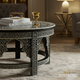 Elegant Black and White Inlay Round Coffee Table | Luxury Handmade Coffee Table