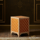 Handcrafted Bone Inlay Side Table with Geometric Pattern | Luxury Handmade Side Table