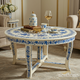 Hand-Painted Blue Floral Round Coffee Table | Luxury Handmade Coffee Table