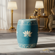 Decorative Blue Lotus Ceramic Garden Stool | Luxury Handmade Stool