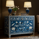 Hand-Painted Blue Floral Wooden Chest of Drawers | Luxury Handmade Dresser