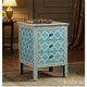Blue Moroccan Style Three Drawer Wooden Nightstand | Luxury Handmade Bedside Table