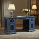 Navy Blue Hand-Painted Wooden Writing Desk | Luxury Handmade Desk