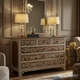 Ornate Floral Inlaid Wooden Dresser | Luxury Handmade Dresser