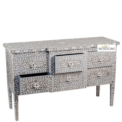 Floral Chest 6-Drawers Mother of Pearl Dresser