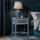 Blue Floral Inlaid Bedside Table with Drawer | Luxury Handmade Bedside Table