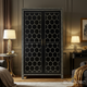 Elegant Black and Gold Patterned Wooden Wardrobe | Luxury Handmade Wardrobe