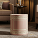 Decorative Round Pink Side Table with Greek Key Pattern | Luxury Handmade Stool