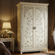 Elegant Floral Hand-Painted Wardrobe Cabinet | Luxury Handmade Wardrobe