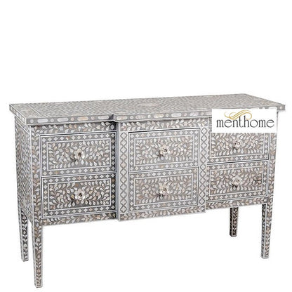 Floral Chest 6-Drawers Mother of Pearl Dresser