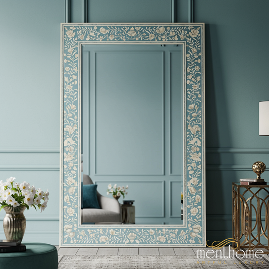 Large Ornate Floral Patterned Floor Mirror | Luxury Handmade Mirror