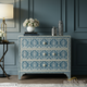 Handcrafted Blue Floral Patterned Chest of Drawers | Luxury Handmade Chest of Drawer
