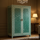 Handcrafted Green Bone Inlay Two-Door Wardrobe | Luxury Handmade Wardrobe