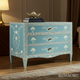 Hand-Painted Blue Floral Wooden Chest of Drawers | Luxury Handmade Chest of Drawer