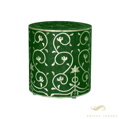 Bone Inlaid Stool Handcrafted | Luxury Handmade Stool