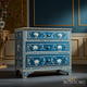 Blue Floral Hand-Painted Wooden Chest of Drawers | Luxury Handmade Chest of Drawer