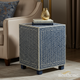 Blue Patterned Side Table with Bone Inlay | Luxury Handmade Side Table