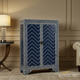 Navy Blue Chevron Bone Inlay Storage Cabinet | Luxury Handmade Cabinet