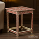 Handcrafted Red and White Bone Inlay Side Table | Luxury Handmade Side Table