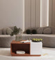 Breeze Coffee Table In Natural Teak & Cold White Finish | Luxury Handmade Coffee Table
